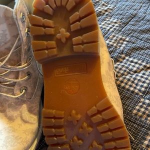 Women’s tan flowered boots